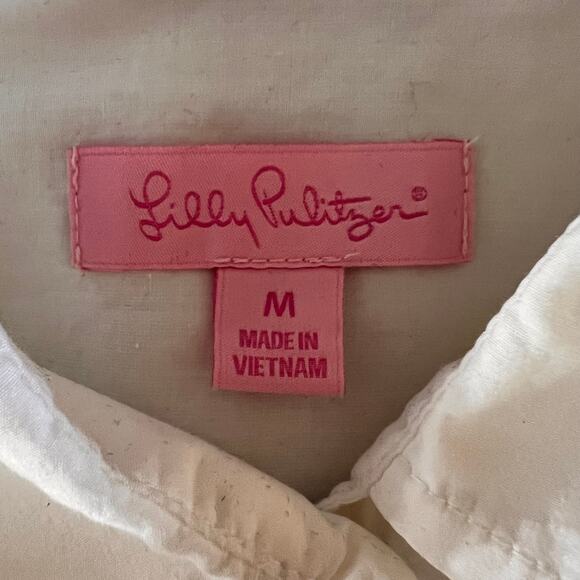 Lilly Pulitzer White Poplin Button Down Shirt Medium - Picture 8 of 12